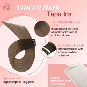 Best Tape Hair Extensions 100% Virgin Hair Balayage Brown (#R2/DXB/18)