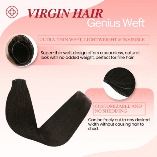 Dark Brown Virgin Invisible Genius Weft Brazilian Human Bundles (#2)