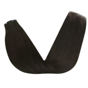 Dark Brown Virgin Invisible Genius Weft Brazilian Human Bundles (#2)