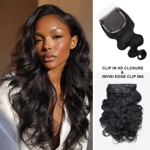 Lashey Body Wave Clip in 5X5 HD Closure | Invisi Edge Clip ins