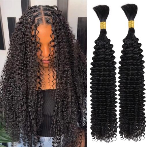 Lashey Double Drawn Human Braiding Hair Bulk for Boho Braids Knotless Box Braid