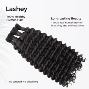 Lashey Double Drawn Human Braiding Hair Bulk for Boho Braids Knotless Box Braid