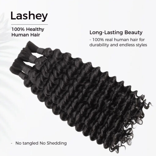 Lashey Double Drawn Human Braiding Hair Bulk for Boho Braids Knotless Box Braid