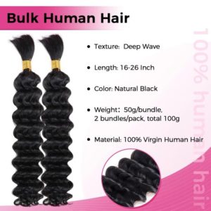 Lashey Double Drawn Human Braiding Hair Bulk for Boho Braids Knotless Box Braid