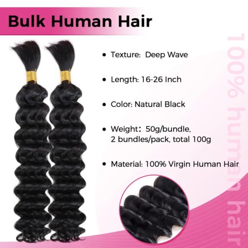 Lashey Double Drawn Human Braiding Hair Bulk for Boho Braids Knotless Box Braid