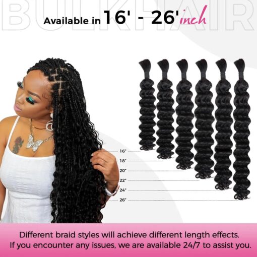 Lashey Double Drawn Human Braiding Hair Bulk for Boho Braids Knotless Box Braid