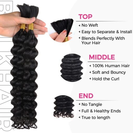 Lashey Double Drawn Human Braiding Hair Bulk for Boho Braids Knotless Box Braid