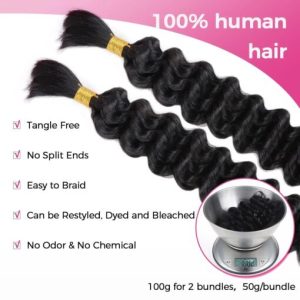 Lashey Double Drawn Human Braiding Hair Bulk for Boho Braids Knotless Box Braid