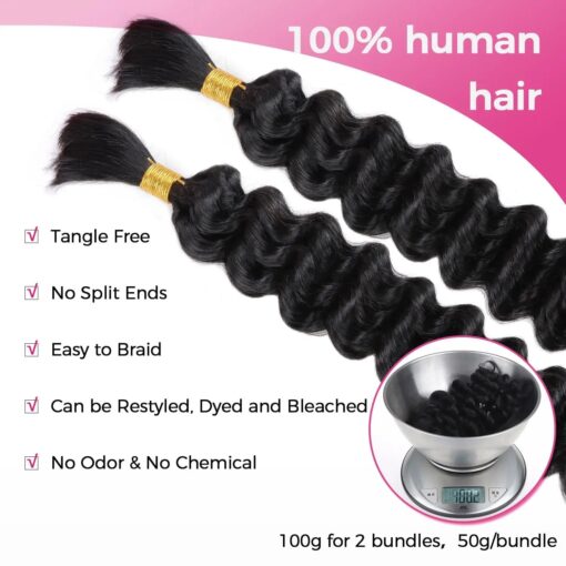 Lashey Double Drawn Human Braiding Hair Bulk for Boho Braids Knotless Box Braid