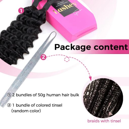 Lashey Double Drawn Human Braiding Hair Bulk for Boho Braids Knotless Box Braid