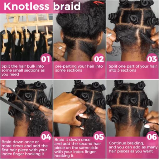 Lashey Double Drawn Human Braiding Hair Bulk for Boho Braids Knotless Box Braid
