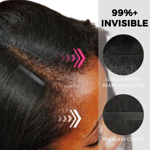 Lashey Genius Seamless Clip in Hair Extensions Yaki Straight Real Human Hair