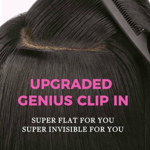 Lashey Genius Seamless Clip in Hair Extensions Yaki Straight Real Human Hair