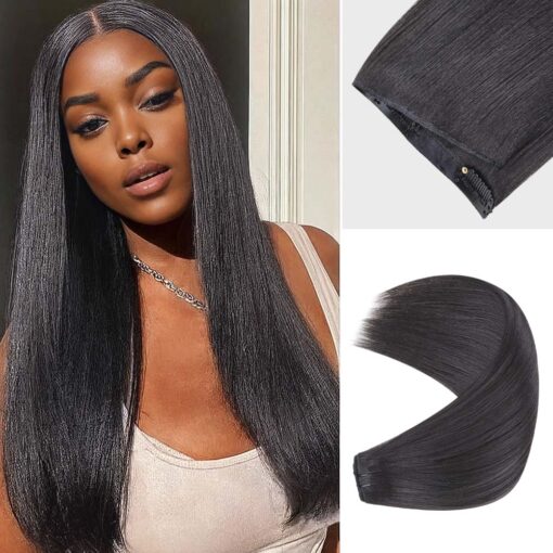 Lashey Genius Seamless Clip in Hair Extensions Yaki Straight Real Human Hair