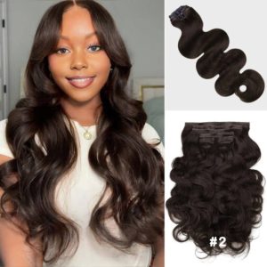 Lashey Invisi Edge Clip in Hair Extensions Colored Body Wave Real Human Hair Clip In Extensions