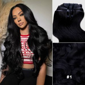 Lashey Invisi Edge Clip in Hair Extensions Colored Body Wave Real Human Hair Clip In Extensions