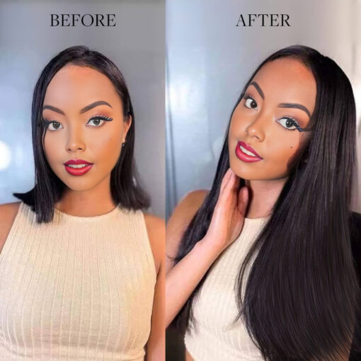 Lashey Invisi Edge Clip in Hair Extensions Yaki Straight Real Human Hair Clip In Extensions