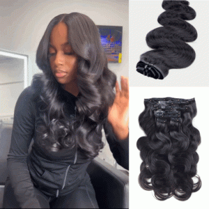 Lashey Seamless Clip in Hair Extensions Super Flat Body Wave Human Hair