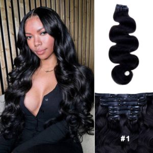 Lashey Seamless Clip in Hair Extensions Super Flat Colored Body Wave Real Human Hair