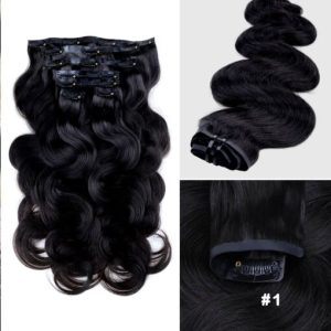 Lashey Seamless Clip in Hair Extensions Super Flat Colored Body Wave Real Human Hair