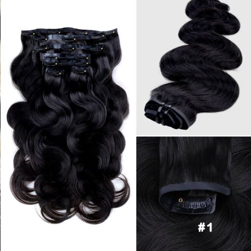 Lashey Seamless Clip in Hair Extensions Super Flat Colored Body Wave Real Human Hair