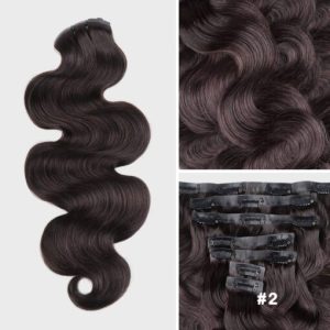 Lashey Seamless Clip in Hair Extensions Super Flat Colored Body Wave Real Human Hair