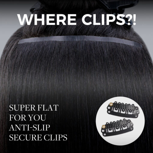 Lashey Seamless Clip in Hair Extensions Super Flat Colored Body Wave Real Human Hair
