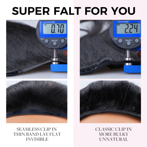 Lashey Seamless Clip in Hair Extensions Super Flat Colored Body Wave Real Human Hair