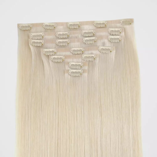 Natural Black Invisible PU Clip In Hair Extensions Remy Human Hair #1B
