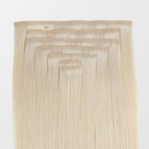 Natural Black Invisible PU Clip In Hair Extensions Remy Human Hair #1B