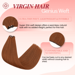 [New] Virgin Invisible Genius Weft Human Hair Bundles Copper Red (#33)