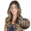 Remy Invisible PU Clip In Hair Extensions Balyage Brown with Blonde #3/8/22