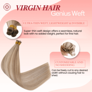 Virgin Genius Weft Brazilian Human Hair Beige Blonde Highlights (#18P613)