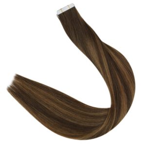 Virgin Human Hair Tape In Extensions Brown Balayage Dark Brown (#DU)