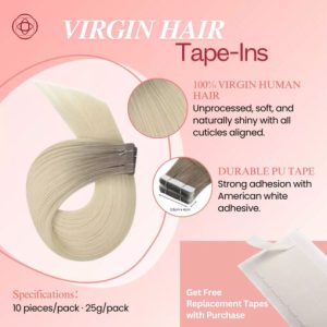 Virgin Tape In Hair Extensions 100% Human Hair Ombre Blonde (#R19/60)